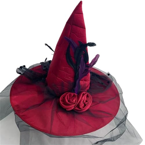 JSGHGDF Schleier Tüll Hexenhut Halloween Kostüm Zubehör für Halloween Party Rose Sheer Kopfbedeckung für Maskerade JSGHGDF Schleier Tüll Hexenhut Halloween Kostüm Zubehör für Halloween Party Rose Sheer Kopfbedeckung für Maskerade von JSGHGDF