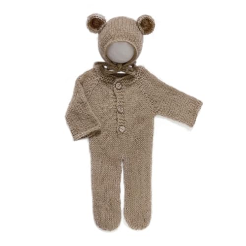 JSGHGDF Schöne Foto-Requisiten für Neugeborene, Jungen, Mädchen, Outfits aus Mohair, Bär, Mütze, Haube und Fuß, Strampler, Bodysuit, Fotoshooting-Kostüm JSGHGDF Schöne Foto-Requisiten für Neugeborene, Jungen, Mädchen, Outfits aus Mohair, Bär, Mütze, Haube und Fuß, Strampler, Bodysuit, Fotoshooting-Kostüm von JSGHGDF