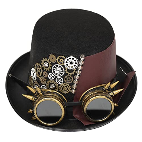 JSGHGDF Steampunk Herren Hut mit Brille Gay Zylinder Hut Gothic Steampunk Zylinder für Männer Hut Karneval Nachtclub JSGHGDF Steampunk Herren Hut mit Brille Gay Zylinder Hut Gothic Steampunk Zylinder für Männer Hut Karneval Nachtclub von JSGHGDF