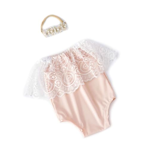 JSGHGDF Strampler für Neugeborene, mit passendem Blumen-Perlenhaarband, Baby-Fotografie-Requisiten, Outfits und hübsches Stirnband, 2 Stück JSGHGDF Strampler für Neugeborene, mit passendem Blumen-Perlenhaarband, Baby-Fotografie-Requisiten, Outfits und hübsches Stirnband, 2 Stück von JSGHGDF