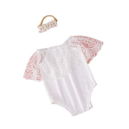 JSGHGDF Strampler für Neugeborene, mit passendem Blumen-Perlenhaarband, Baby-Fotografie-Requisiten, Outfits und hübsches Stirnband, 2 Stück JSGHGDF Strampler für Neugeborene, mit passendem Blumen-Perlenhaarband, Baby-Fotografie-Requisiten, Outfits und hübsches Stirnband, 2 Stück von JSGHGDF