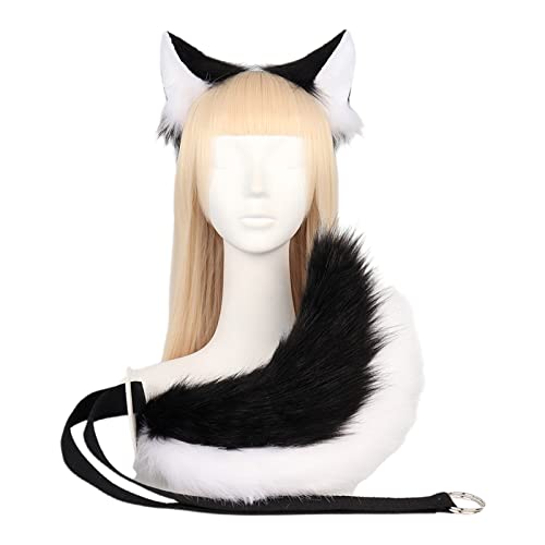 JSGHGDF Tier-Cosplay-Kostüme, künstlicher Wolf, pelziger Schwanz und Ohren, Stirnband für Halloween-Party, Kostümzubehör JSGHGDF Tier-Cosplay-Kostüme, künstlicher Wolf, pelziger Schwanz und Ohren, Stirnband für Halloween-Party, Kostümzubehör von JSGHGDF