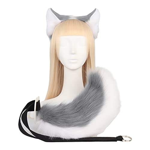 JSGHGDF Tier-Cosplay-Kostüme, künstlicher Wolf, pelziger Schwanz und Ohren, Stirnband für Halloween-Party, Kostümzubehör JSGHGDF Tier-Cosplay-Kostüme, künstlicher Wolf, pelziger Schwanz und Ohren, Stirnband für Halloween-Party, Kostümzubehör von JSGHGDF