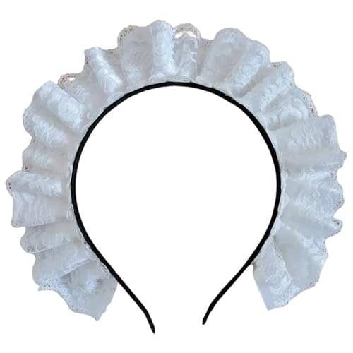 JSGHGDF Zarte Cosplay-Stirnbänder, japanische plissierte Spitze, Haarreif, Halloween-Party, Kostüm, Werkzeug für Damen, Mädchen, weißes Kostüm, Frau, Cosplay JSGHGDF Zarte Cosplay-Stirnbänder, japanische plissierte Spitze, Haarreif, Halloween-Party, Kostüm, Werkzeug für Damen, Mädchen, weißes Kostüm, Frau, Cosplay von JSGHGDF