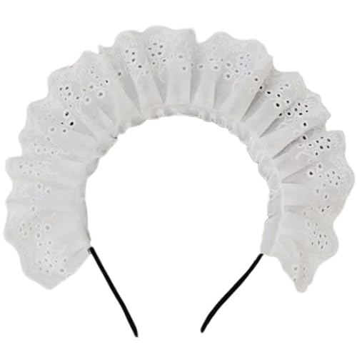 JSGHGDF Zarte Cosplay-Stirnbänder, japanische plissierte Spitze, Haarreif, Halloween-Party, Kostüm, Werkzeug für Damen, Mädchen, weißes Kostüm, Frau, Cosplay von JSGHGDF