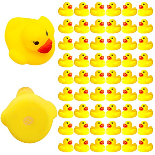 60 Stück Badeente Gummi Ducky Badespielzeug Quietscheentchen Mini Gelbe Ente Badewannenspielzeug für Dusch Geburtstags Partyzubehör von JSMTKJ