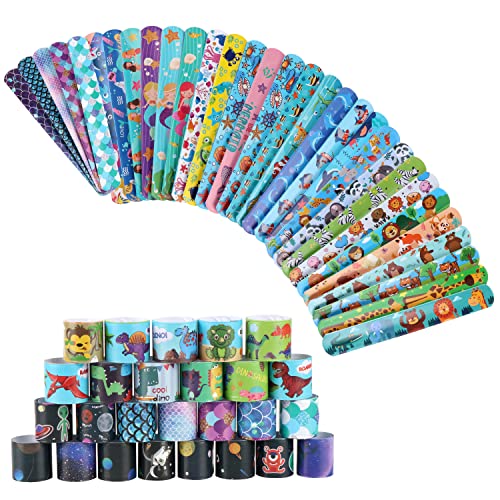 Snap Armbänder 52Pcs Tiere Schnapparmband Slap Bands Silikon Wristband Party Bag Füllstoffe Slap Armbänder für Kinder Jungen Mädchen Birthday Partybedarf Geschenke Spielzeug von JSMTKJ
