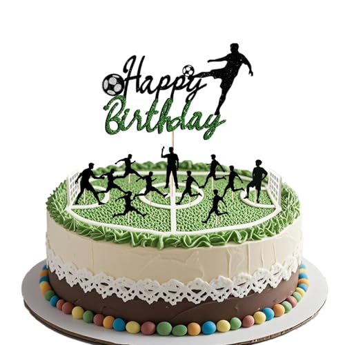 13-Piece Soccer Cake Toppers Set - Dekorationen für 5-Geister-Spiele bei grünen Geburtstagsfeiern und Fußballsportveranstaltungen (Fußball-13) von JSRHEEM