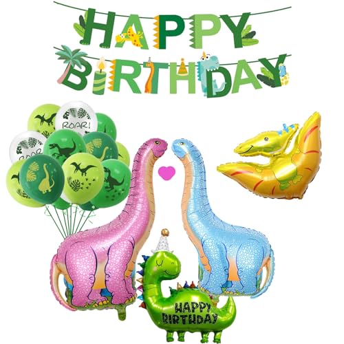 Dinosaurier Geburtstagsdeko. Geburtstag Dinosaurier Alufolien Ballons, Dinosaurier Geburtstagsdeko für Jungen, Nummer Ballon für Dinosaurier Dschungelparty Kindergeburtstag (Grün) von JSRHEEM