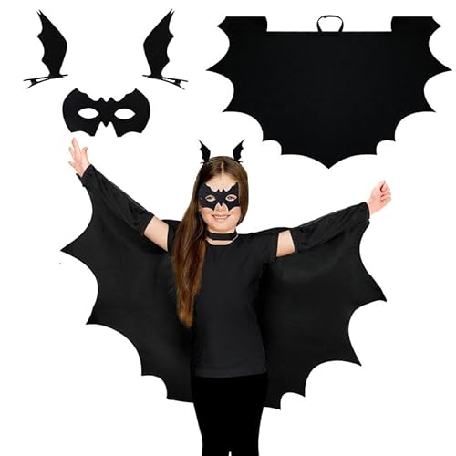 JSRHEEM Fledermaus kostüm kinder, Halloween Fledermaus Kostüm mädchen, Fledermaus umhang kinder, Fledermaus Maske in Schwarz, Halloween Fledermausflügel Haarspangen(S) JSRHEEM Fledermaus kostüm kinder, Halloween Fledermaus Kostüm mädchen, Fledermaus umhang kinder, Fledermaus Maske in Schwarz, Halloween Fledermausflügel Haarspangen(S) von JSRHEEM