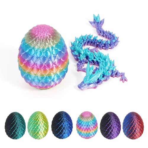 JSRHEEM Geheimnisvolles Drachenei mit 3D,drachenei mit Drache，drachenei,3D Drache- Drachenfigur - EIN magischer Dekorationsgegenstand und Geschenk (Drachen-Regenbogen) von JSRHEEM