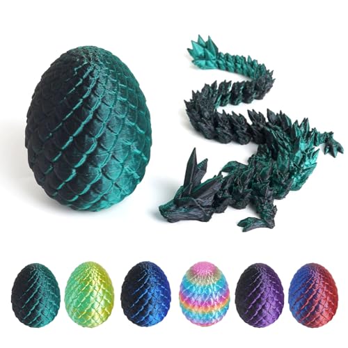 JSRHEEM Geheimnisvolles Drachenei mit 3D,drachenei mit Drache，drachenei,3D Drache- Drachenfigur - EIN magischer Dekorationsgegenstand und Geschenk (Drachenlaser grün schwarz) von JSRHEEM