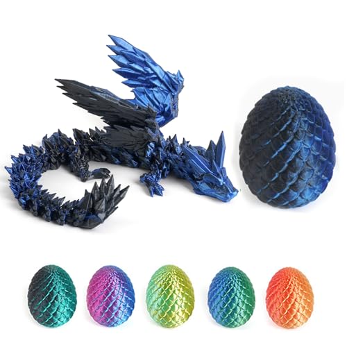 JSRHEEM Geheimnisvolles Drachenei mit 3D,drachenei mit Drache，drachenei,3D Drache- Drachenfigur - EIN magischer Dekorationsgegenstand und Geschenk (Feilong-Blau und Schwarz) von JSRHEEM