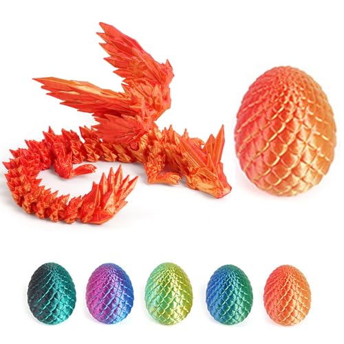 JSRHEEM Geheimnisvolles Drachenei mit 3D,drachenei mit Drache，drachenei,3D Drache- Drachenfigur - EIN magischer Dekorationsgegenstand und Geschenk (Feilong-Rotgold) von JSRHEEM