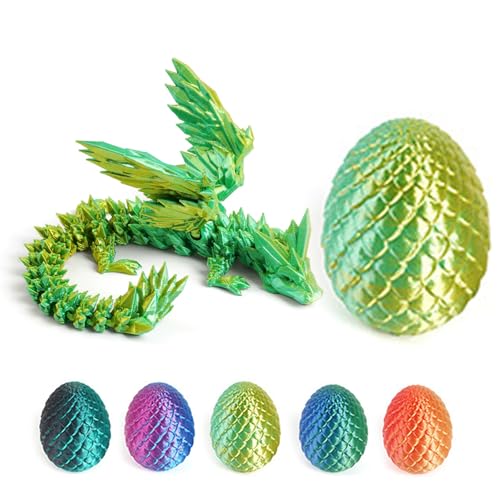 JSRHEEM Geheimnisvolles Drachenei mit 3D,drachenei mit Drache，drachenei,3D Drache- Drachenfigur - EIN magischer Dekorationsgegenstand und Geschenk (Feilong-gelb-grün) von JSRHEEM