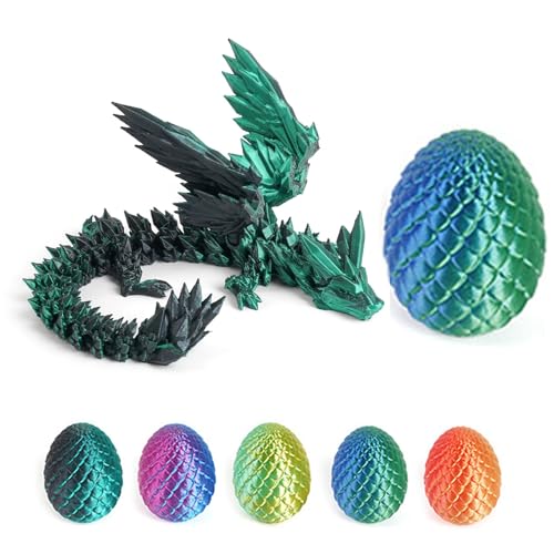 JSRHEEM Geheimnisvolles Drachenei mit 3D,drachenei mit Drache，drachenei,3D Drache- Drachenfigur - EIN magischer Dekorationsgegenstand und Geschenk (Fliegender Drache – Grün und Schwarz) von JSRHEEM