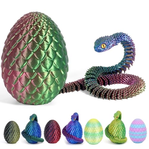 JSRHEEM Geheimnisvolles Drachenei mit 3D,drachenei mit Drache，drachenei,3D Drache- Drachenfigur - EIN magischer Dekorationsgegenstand und Geschenk (Schlange - rot grün blau) von JSRHEEM