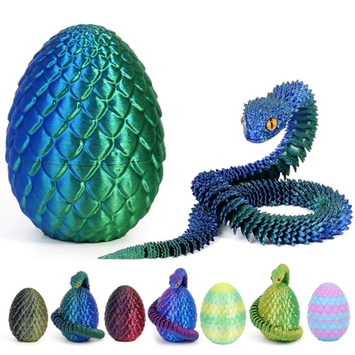 JSRHEEM Geheimnisvolles Drachenei mit 3D,drachenei mit Drache，drachenei,3D Drache- Drachenfigur - EIN magischer Dekorationsgegenstand und Geschenk (Schlangenlaser blaugrün) von JSRHEEM