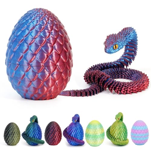 JSRHEEM Geheimnisvolles Drachenei mit 3D,drachenei mit Drache，drachenei,3D Drache- Drachenfigur - EIN magischer Dekorationsgegenstand und Geschenk (Schlangenlaser rot und blau) von JSRHEEM