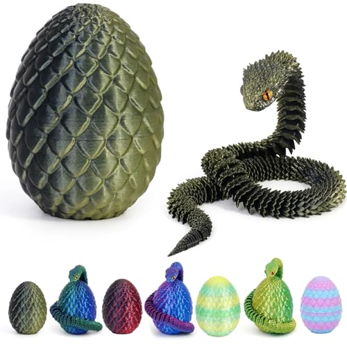JSRHEEM Geheimnisvolles Drachenei mit 3D,drachenei mit Drache，drachenei,3D Drache- Drachenfigur - EIN magischer Dekorationsgegenstand und Geschenk (Schlangenschwarze Bronze) von JSRHEEM