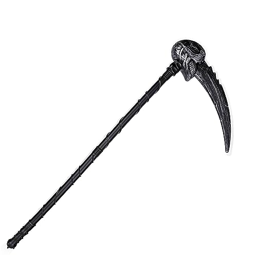 JSRHEEM Halloween Sense, Halloween Sensenmann sichel, Sensenmann kostüm Herren Kinder, Für Karneval und Halloween, Schwert, Dolch, Serienkiller, Kostümzubehör (Sensenmann-Skelett) von JSRHEEM