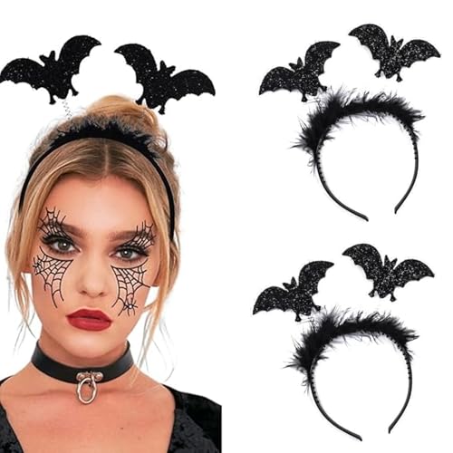 JSRHEEM Halloween stirnbänder，böse königin hörner haarreif，halloween accessories，Geeignet für Karneval Halloween Party Kleidung Haarschmuckkopf Ornamente (Fledermaus*2) von JSRHEEM