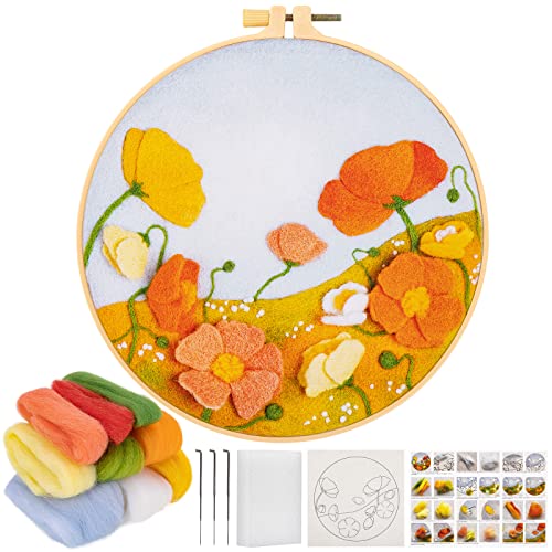 JSRQT Nadelfilz-Set, Wollfilz, Wollfilz, Werkzeug, Blumenstoff, Wolle, Filzwolle, Nadeln und Teppiche, Nadelfilz-Set, Anfänger, DIY Dekoration des Hauses von JSRQT