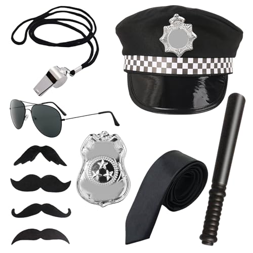 JSTHHTT 7 Stück Kostüm-Zubehör, Polizei Set, Zubehör Set Mit Abzeichen Hut Sonnenbrille, für Karneval, Mottoparty, Cosplay JSTHHTT 7 Stück Kostüm-Zubehör, Polizei Set, Zubehör Set Mit Abzeichen Hut Sonnenbrille, für Karneval, Mottoparty, Cosplay von JSTHHTT