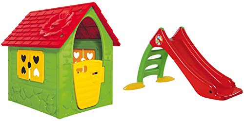 Dohany Spielhaus grün rot Kinderspielhaus Gartenhausmit Rutsche120 cm Indoor Outdoor +2J von JT-Lizenzen