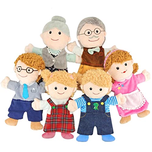 6-teiliges Handpuppen-Set, 30 cm, Weicher Plüsch, Fingerpuppen für Familienmitglieder, Frühes Pädagogisches Geschichtenerzählen für Kinder (Opa + Oma + Vater + Mutter + Sohn + von JTLB