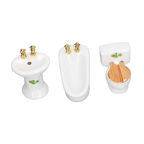 Dollhouse Miniature Badezimmerset, 3PCS -Keramik Simulation Badewanne, Toilette, Waschbecken für 1/24 Dollhouse -Möbel. Gute Handwerkskunst mit Charmanten Details, Schöner Charme Dollhouse Miniature Badezimmerset, 3PCS -Keramik Simulation Badewanne, Toilette, Waschbecken für 1/24 Dollhouse -Möbel. Gute Handwerkskunst mit Charmanten Details, Schöner Charme von JTLB