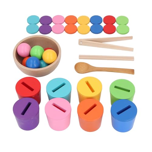 JTLB 8 Farben Holzfarbe Sorting Cup Game Toy Colour Classification Cup Educational Toy für Kindergartendesktop -Spiel von JTLB