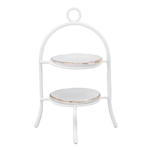 JTLB Dollhouse Mini Cupcake Stand, Realistisches Accessoires mit Tellern, Ideal für 1:12 Skala Wohnzimmer Dekoration und Lagerlösungen (Weiß) von JTLB
