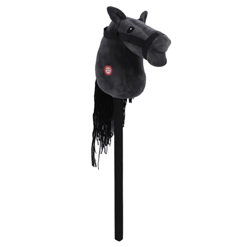 JTLB Horse Head Plüschspielzeug, Handgefertigtes Weiches Kunstpelz -Stockspielzeug mit Klang, Perfektes für, Kleinkinder, Liebenswerte Kuschelige Begleiter (Schwarz) von JTLB