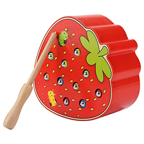 JTLB Lernspielzeug für Kinder in Fruchtform, Würmer-Fangspiele mit Magnetstab (Erdbeere) von JTLB