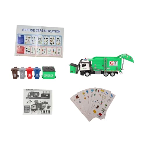 JTLB Müllwagenspielzeug für .Garmage Truck Spielzeug mit Offenbaren Türen und Lichtern, Neigerem Müllcontainer, Abfallmaterial Fahrzeugmodell, Musik und Geschichtenerzählenfunktionen von JTLB