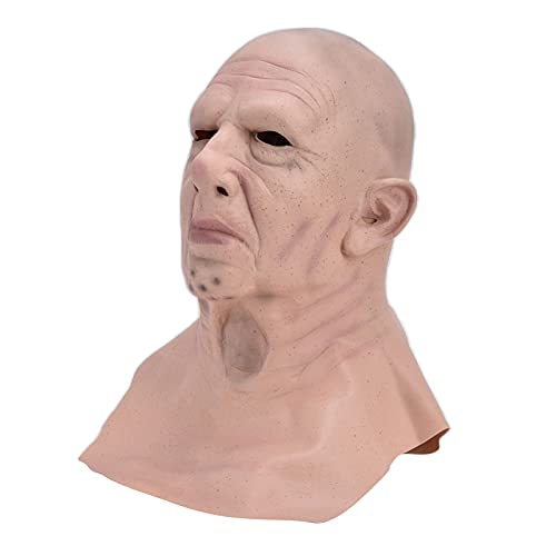 JTLB Realistische Glatzkopf-Mann-Latexmaske, Menschliches Gesicht-Halloween-Kostümzubehör, Lustige und Gruselige Cosplay-Requisite von JTLB