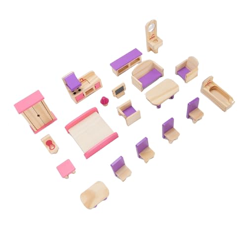JTLB Puppenhaus Möbel Set Holz Zarte Details Pädagogisches Miniatur Möbel Set Mini Möbel Spielzeug für Mädchen Kleinkind von JTLB