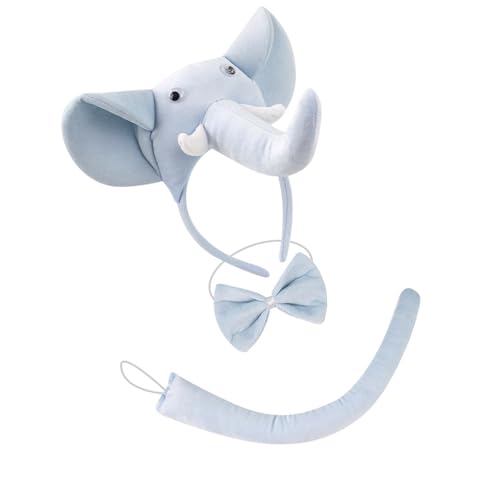 JTQYFI 1/3/4/5pcs Elefant Kostüm Elefant Ohren Stirnband Schwanz Bowtie Tutus Set Elefant Cosplay Kostümzubehör JTQYFI 1/3/4/5pcs Elefant Kostüm Elefant Ohren Stirnband Schwanz Bowtie Tutus Set Elefant Cosplay Kostümzubehör von JTQYFI