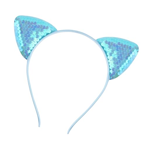 JTQYFI Einzigartiges Haarband Mit Katzenohren Verziert Mit Funkelnden Blauen Pailletten Kopfschmuck Cosplay Stirnband Für Frauen Mädchen Und Alltagskleidung JTQYFI Einzigartiges Haarband Mit Katzenohren Verziert Mit Funkelnden Blauen Pailletten Kopfschmuck Cosplay Stirnband Für Frauen Mädchen Und Alltagskleidung von JTQYFI