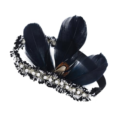 JTQYFI Flapper Stirnband Vintage 1920er Jahre Gefiederte Perlen Stirnband 20er Jahre Kopfstückhaarzubehör Für Prom Hochzeitskarnivale JTQYFI Flapper Stirnband Vintage 1920er Jahre Gefiederte Perlen Stirnband 20er Jahre Kopfstückhaarzubehör Für Prom Hochzeitskarnivale von JTQYFI
