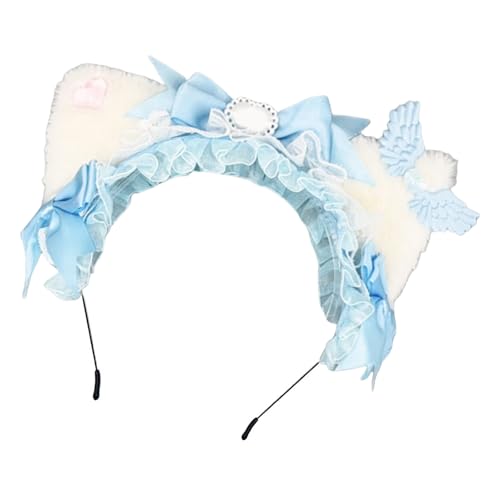 JTQYFI Kätzchen Stirnbänder Cosplay Bows Flügel Katzen Ohrhaarbänder Dunkle Kopfbedeckung Make Up Waschen Von Gesicht Haarbändern Geburtstagsfeier von JTQYFI