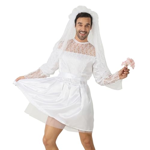 JTQYFI Lustiges Braut Kostüm Brautschleifer Weißes Hochzeitskleid Mit Gürtel Lustige Neuheit Starb Outifts Für Hirsch Do Henne Party JTQYFI Lustiges Braut Kostüm Brautschleifer Weißes Hochzeitskleid Mit Gürtel Lustige Neuheit Starb Outifts Für Hirsch Do Henne Party von JTQYFI