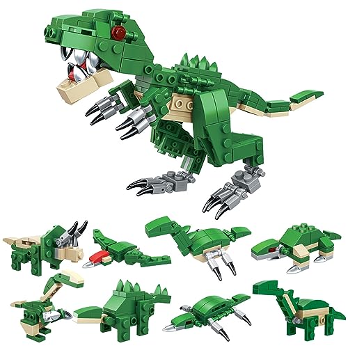 JTgugu Bausteine Set Jurassic Dinosaurier STEM 8 in 1 Bauspielzeug Dinosaurier Spielzeug Bausteine Bauspielzeugsets Dino Bausätze Geschenk für Jungen ab 6 7 8 9 10 11 12 13 14 Jahren von JTgugu