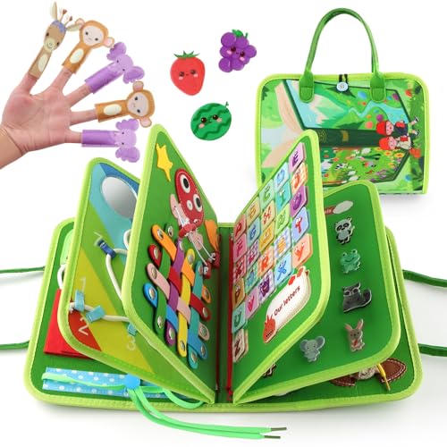 JTgugu Montessori Spielzeug Baby ab 1 2 3 4 Jahre, Activity Busy Board Filz Quiet Book, Reisespielzeug Motorikspielzeug Sensory Educational Buch, für frühe Bildung Kinder Geschenk Mädchen Junge von JTgugu