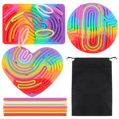 JTgugu Sensorik Activity Board 3 Stück Doppelseitiges Montessori Spielzeug aus Silikon mit 45 Zubehörteilen & Reisetasche Fidget Board für Kinder & Erwachsene mit Autismus oder ADHS von JTgugu