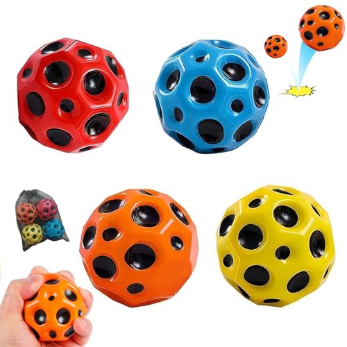 JUAEYIDDS 4 Stück Bouncy Ball Für Kinder Jump Ball Sprünge Gummiball Mini Bouncing Ball Toy Hüpfbälle Bouncy Balls Space Ball Moonball for Kids Pets Party Gift （7cm） (A) von JUAEYIDDS