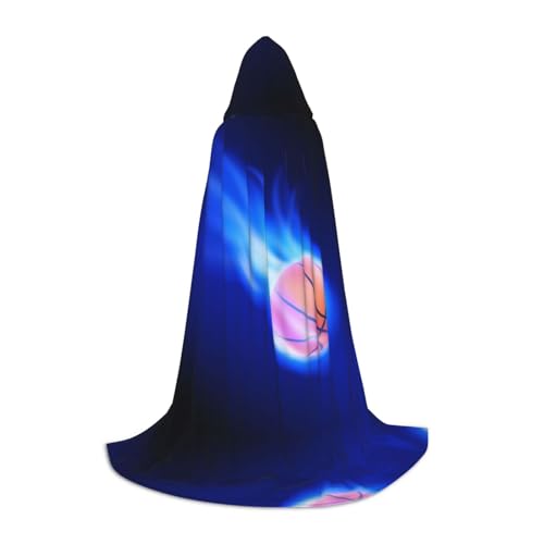 JUANYQME Blauer Feuer-Basketball-Aufdruck, Kapuzenumhang für Jugendliche, stilvoll, bequem, für Kinder, Teenager JUANYQME Blauer Feuer-Basketball-Aufdruck, Kapuzenumhang für Jugendliche, stilvoll, bequem, für Kinder, Teenager von JUANYQME