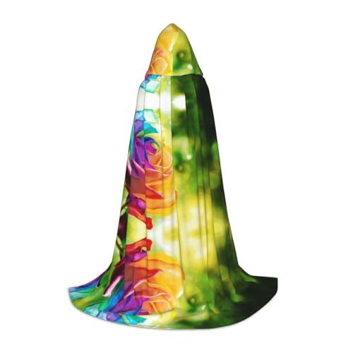 JUANYQME Kapuzenumhang mit Regenbogen-Rosen-Druck, für Teenager, stilvoll, bequem, für Kinder, Teenager JUANYQME Kapuzenumhang mit Regenbogen-Rosen-Druck, für Teenager, stilvoll, bequem, für Kinder, Teenager von JUANYQME