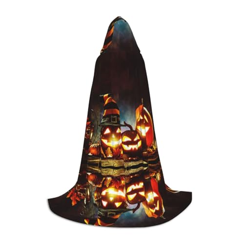 JUANYQME Kerzenbeleuchteter Halloween-Kürbis-Druck, Kapuzenumhang für Teenager, stilvoll, bequem, für Kinder, Teenager JUANYQME Kerzenbeleuchteter Halloween-Kürbis-Druck, Kapuzenumhang für Teenager, stilvoll, bequem, für Kinder, Teenager von JUANYQME